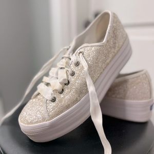 Keds x Kate Spade Glitter Platform Sneakers Size 8.5
